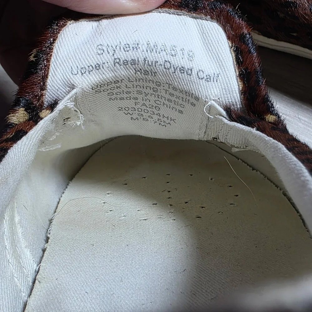 Madewell Slip On Sneakers Womens‎ 8.5 Brown Leopard Real Calf Hair Sidewalk Low